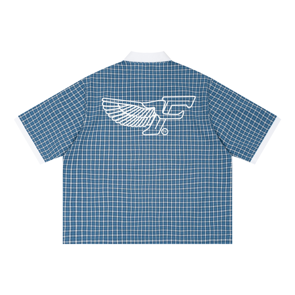 FD Unisex Boxy Plaid Color Block Polo Shirt