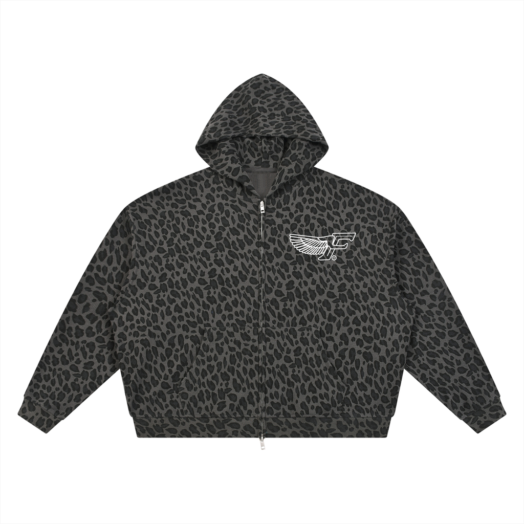 FD Unisex Leopard PRINT Full Zip Hoodie